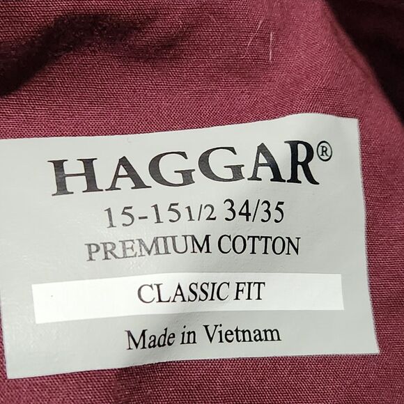 Haggar Shirts Size Medium Wine Color Classic Fit Premium Cotton.  New - Picture 7 of 9